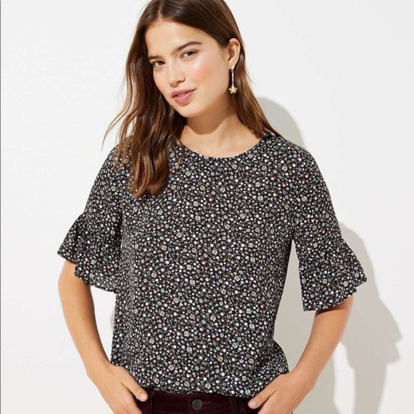 LOFT Women’s Vine Ruffle Cuff Blouse Size XL - Picture 4 of 5